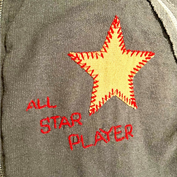 Major de lema vintage hooded jacket. Zipper. Size M. Blue with red stitching. - Picture 3 of 7